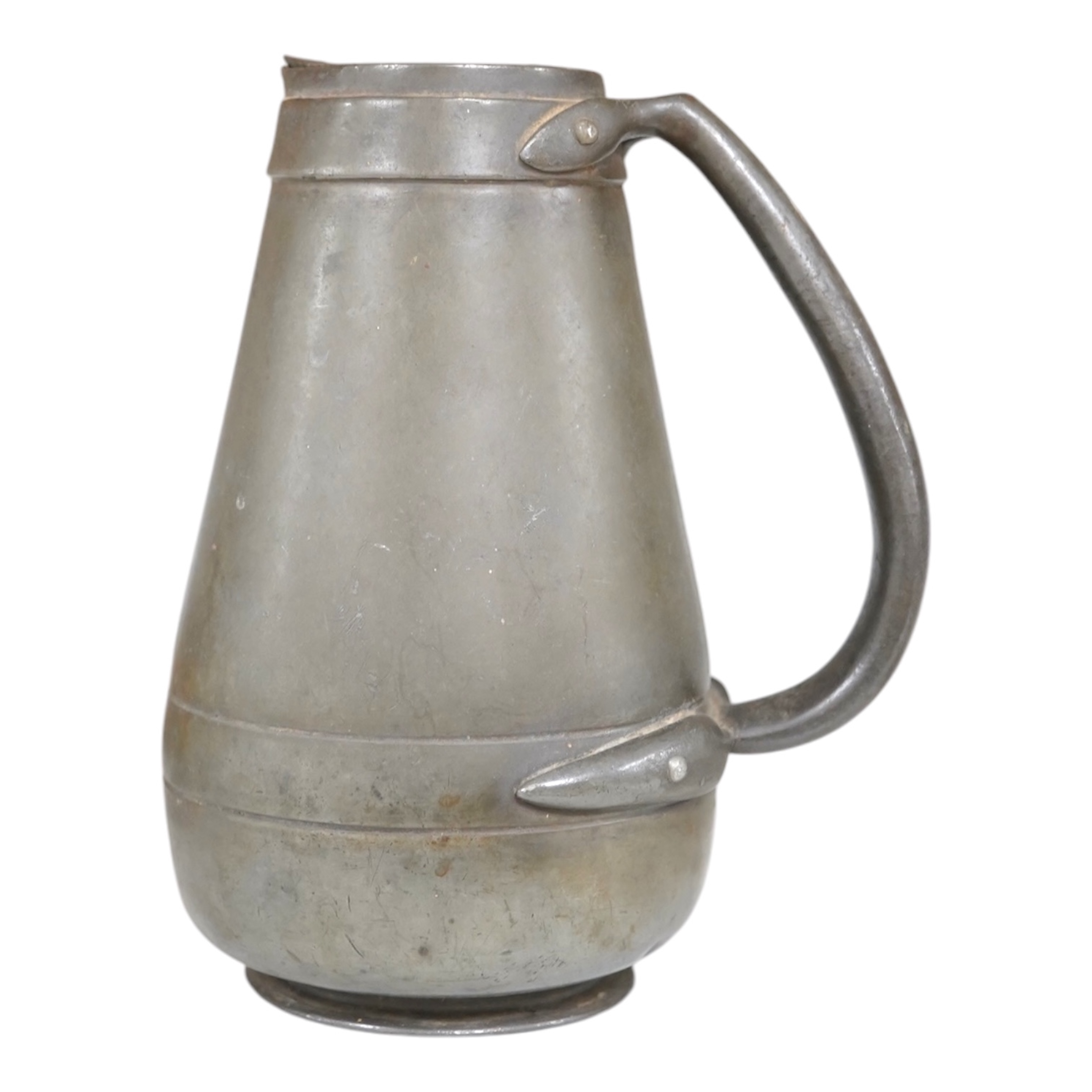 A Liberty Tudric pewter water jug, 17cm high. Condition - fair